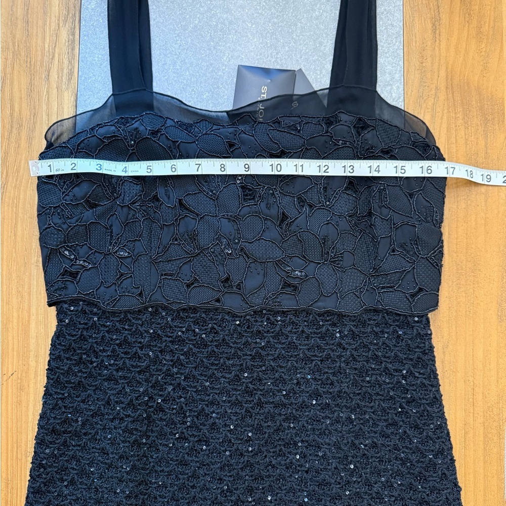 St. John Evening Couture Black Sequined Lace Sleeveless Sheath Dress Size 6 - Picture 12 of 14